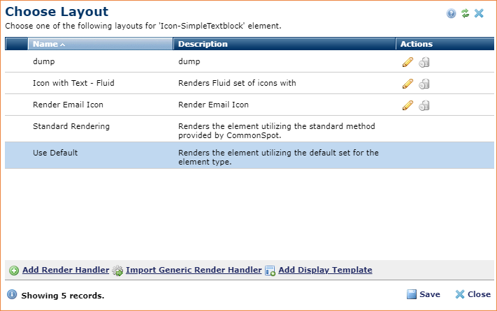 Choose Layout - Default Rendering Option