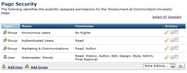 Grant Users or Groups Permissions