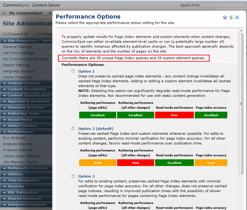 Performance Options - Dynamic Report