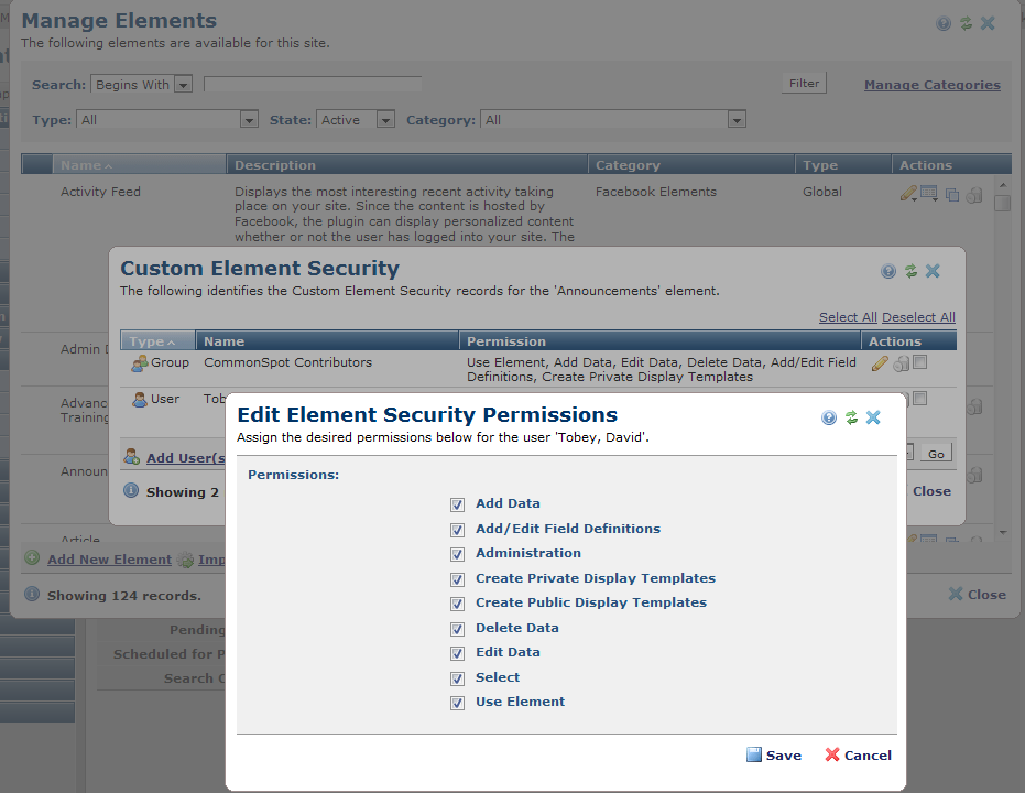 Manage Custom Elements Security