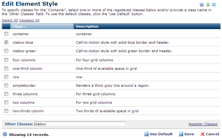 Style list selector